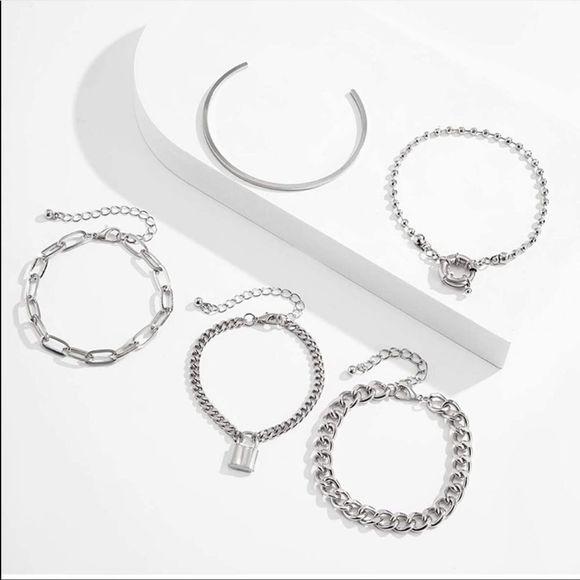 Silver Layered Charm Bracelets Set New - Picture 3 of 4